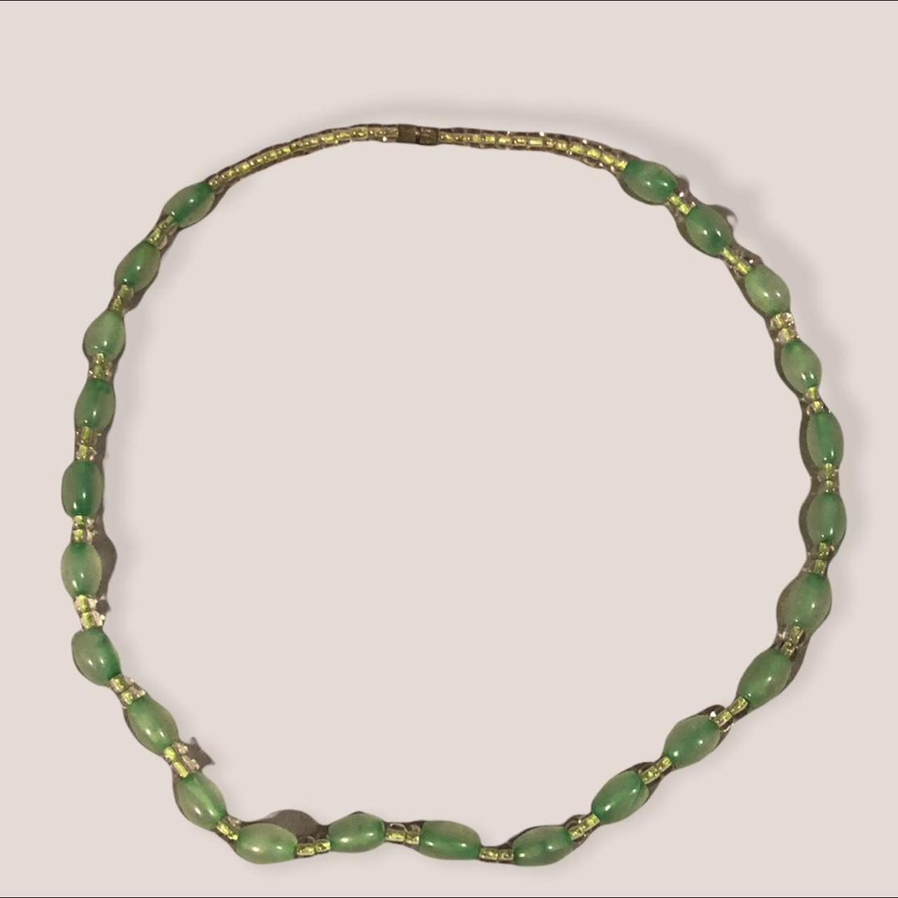 Product Image 1 - Vintage beaded jade coloured necklace