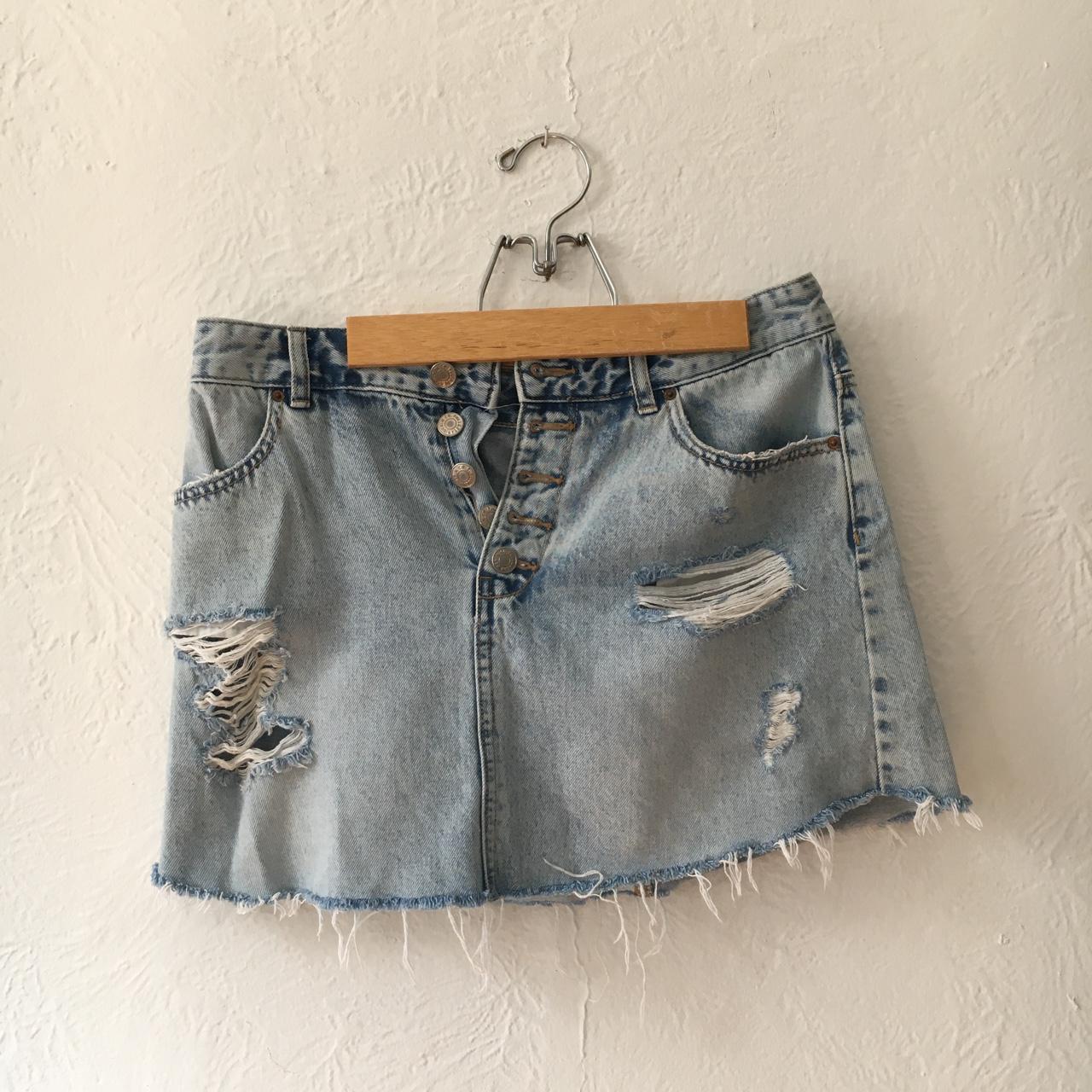 Denim Ripped Skirt -Pull&Bear brand (European Depop