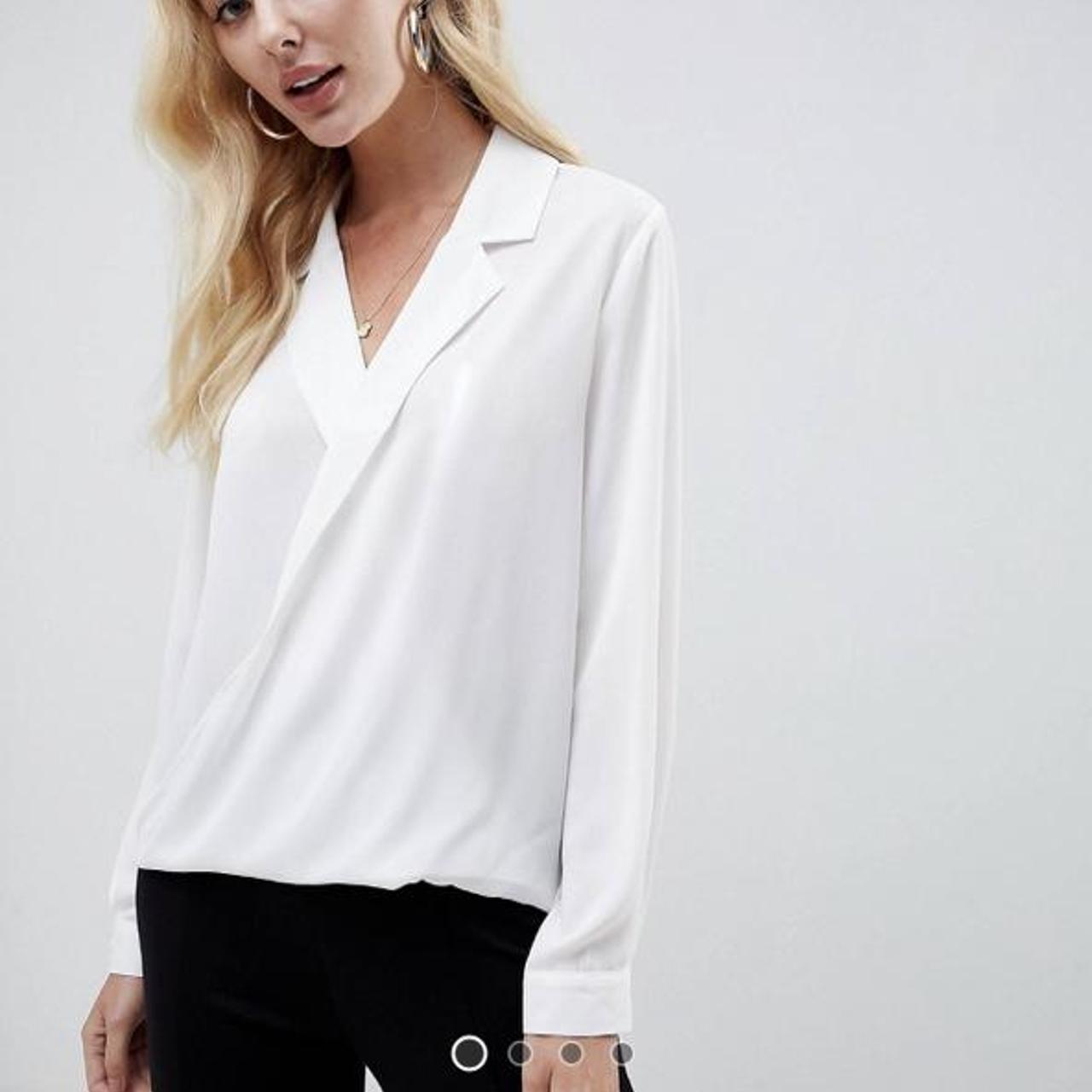 ASOS design white wrap shirt in size Perfect