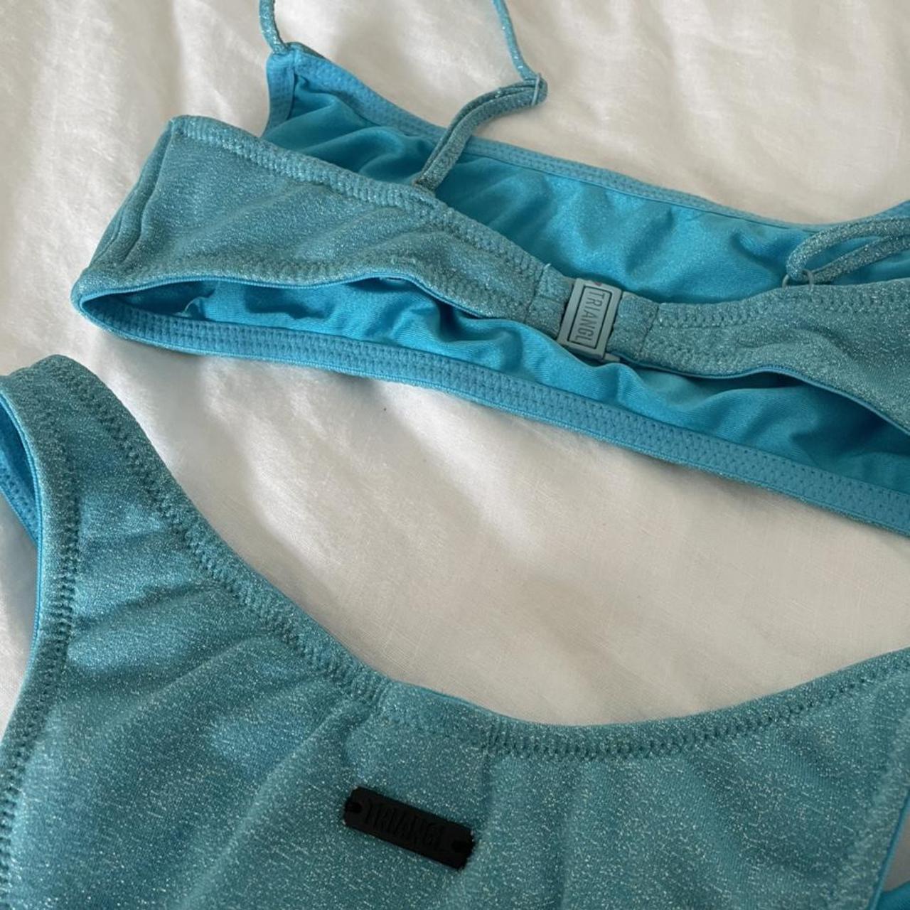 triangl mica baby blue sparkle bikini set barely... - Depop