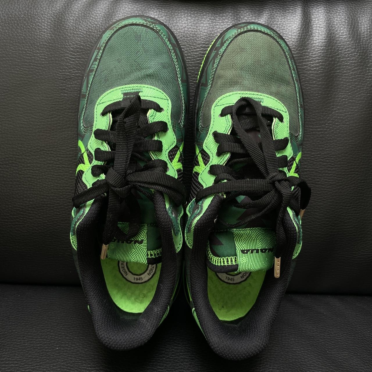 Nike Air Force Naija Black + Neon Green: Size 5.5... - Depop