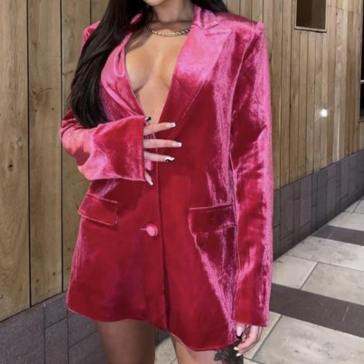 SLA the label PINK VELVET BLAZER size small, I am 5ft...