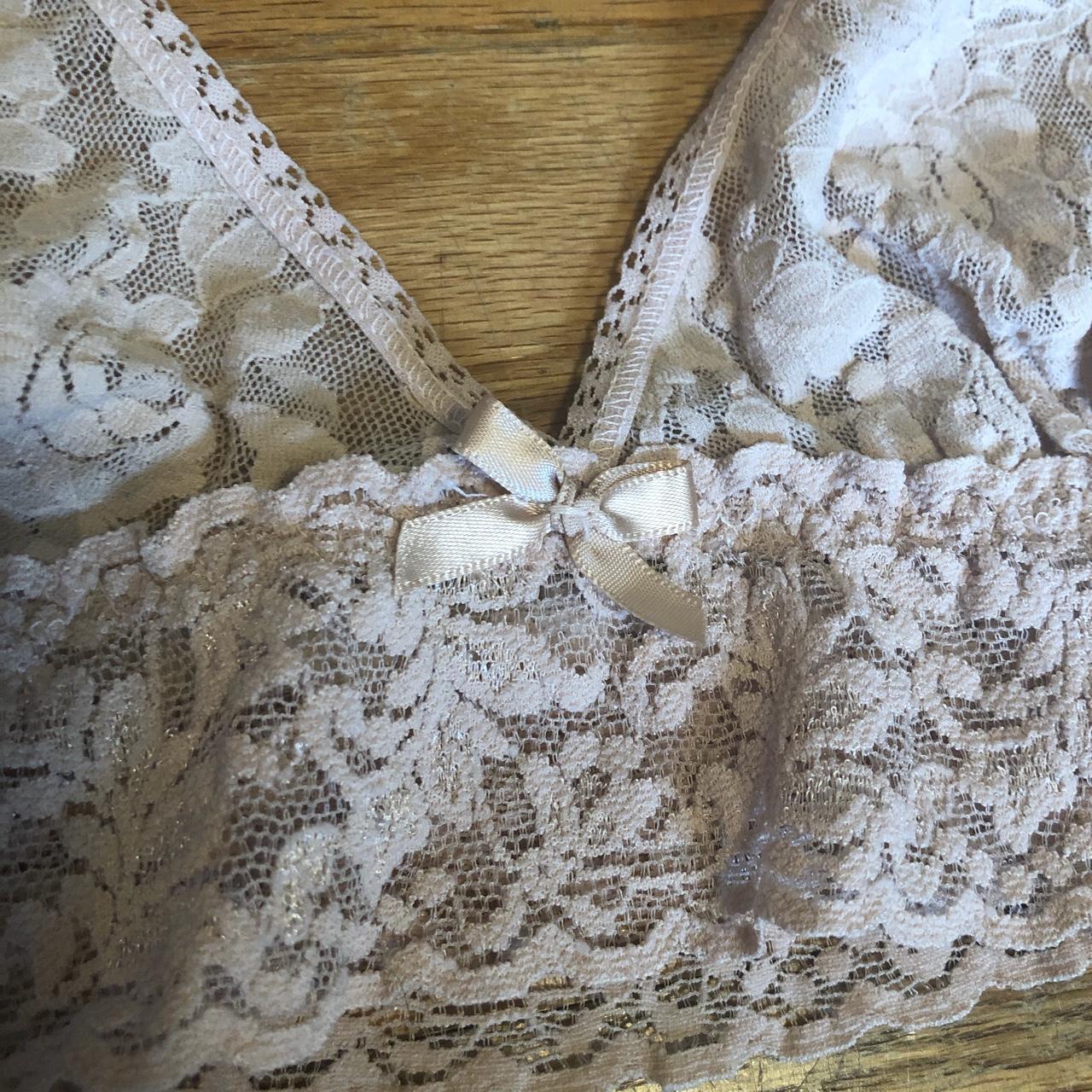 See through nude lace bralette with adjustable... - Depop