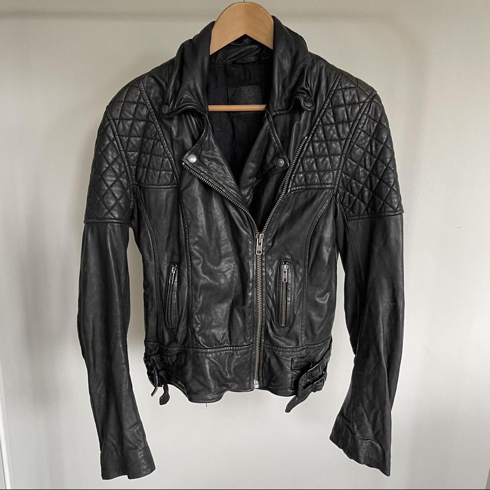 All Saints Walker Leather Jacket Size UK 12 Depop