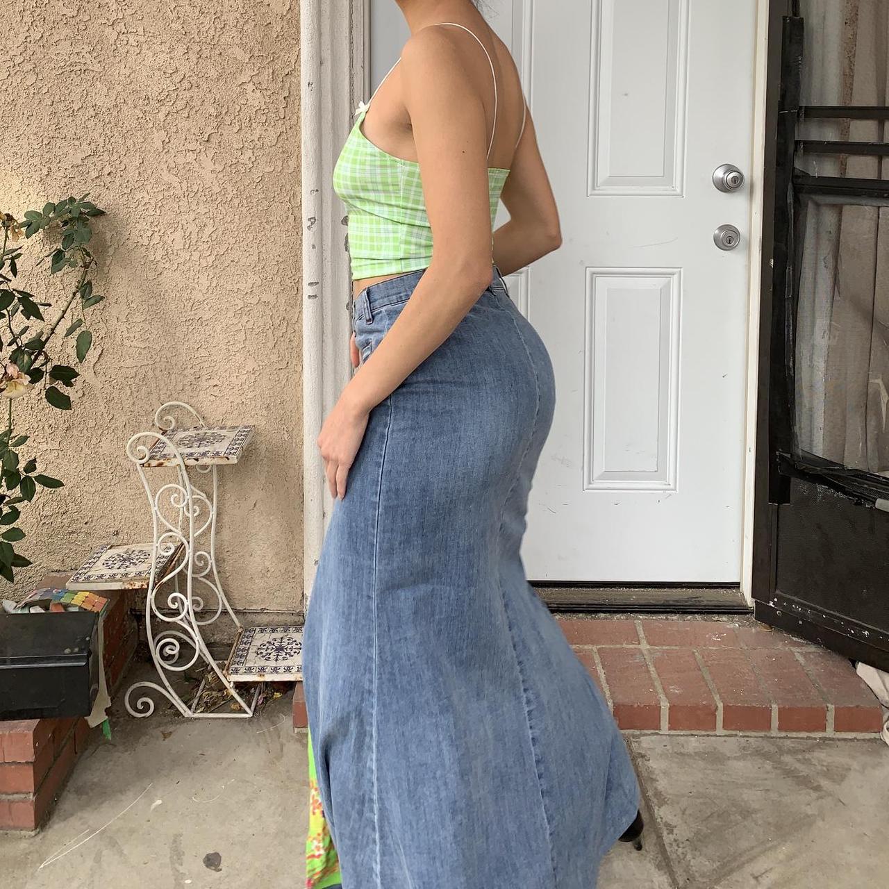 I AM GIA maxi denim skirt with a front slit and... Depop