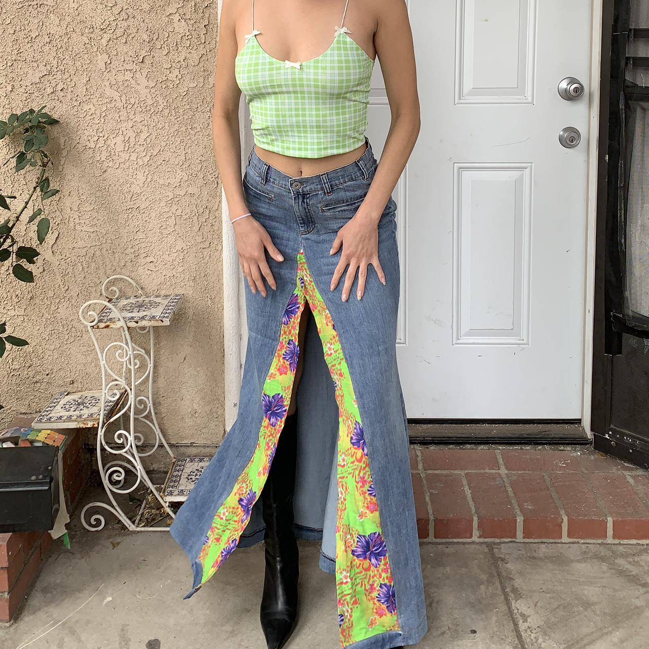 I AM GIA maxi denim skirt with a front slit and... Depop
