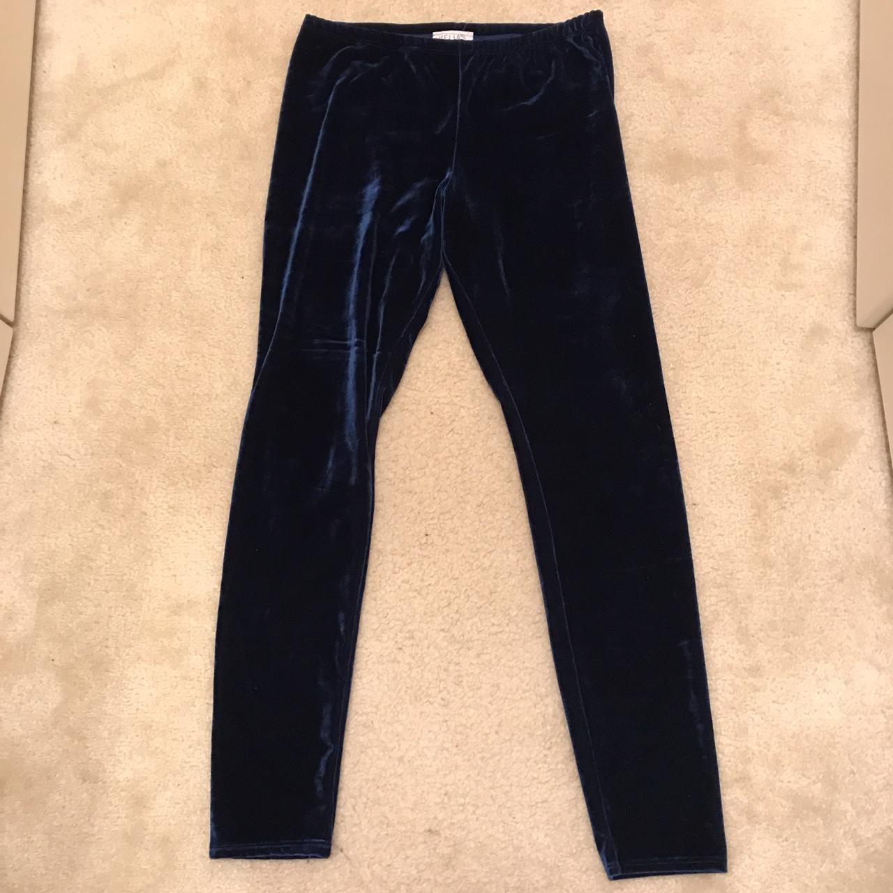 original navy blue velvet leggings from dELiA’s.... - Depop