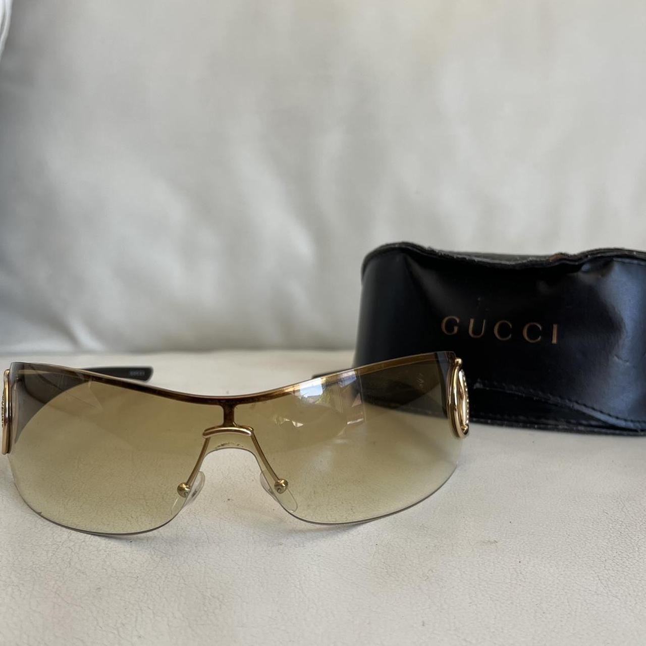 INSANE VINTAGE Y2K GOLD GUCCI RIMLESS... - Depop