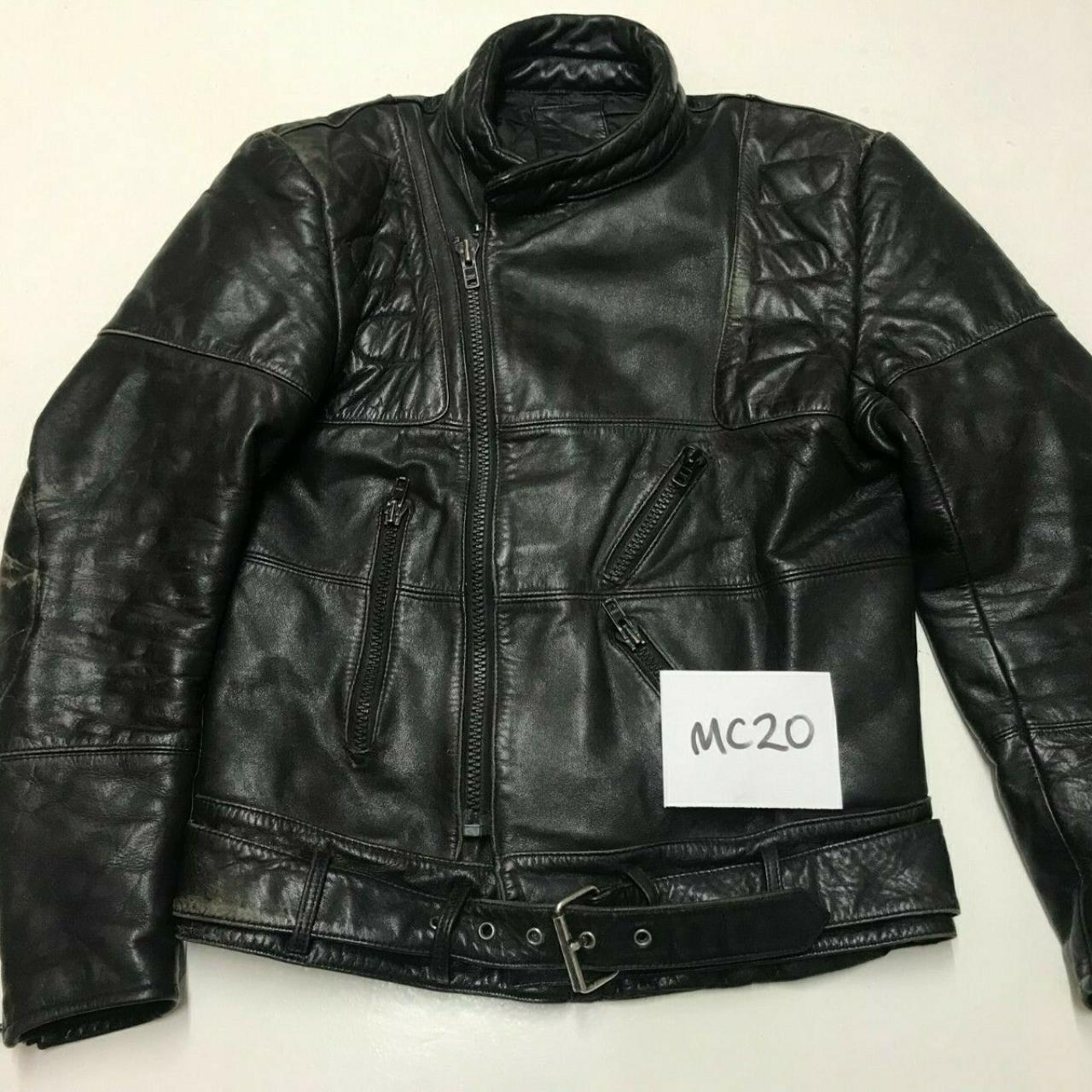 Vintage Motorcycle Leather Jacket in Black Label 48... Depop