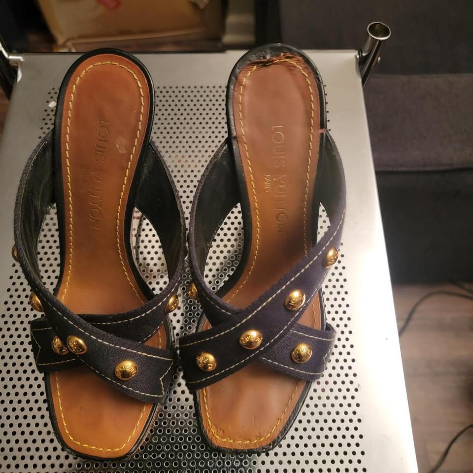 Louis Vuitton denim edition wedge heels - Depop