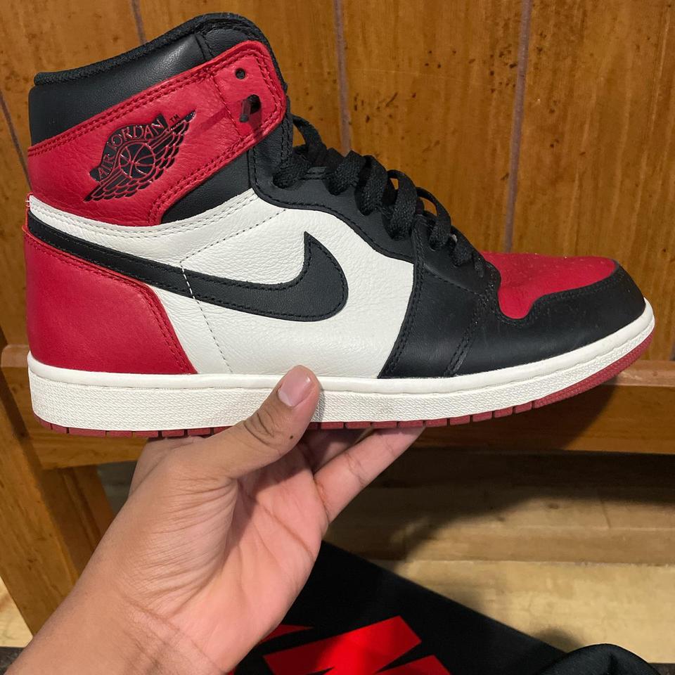 Air Jordan 1 Bred Toe Size 10 used twice OG box... - Depop