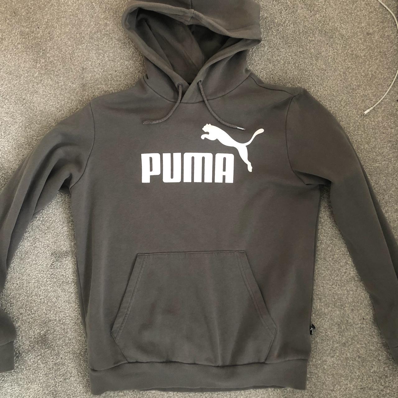 Grey Puma hoodie Size: Mens small Nice hoodie but... - Depop