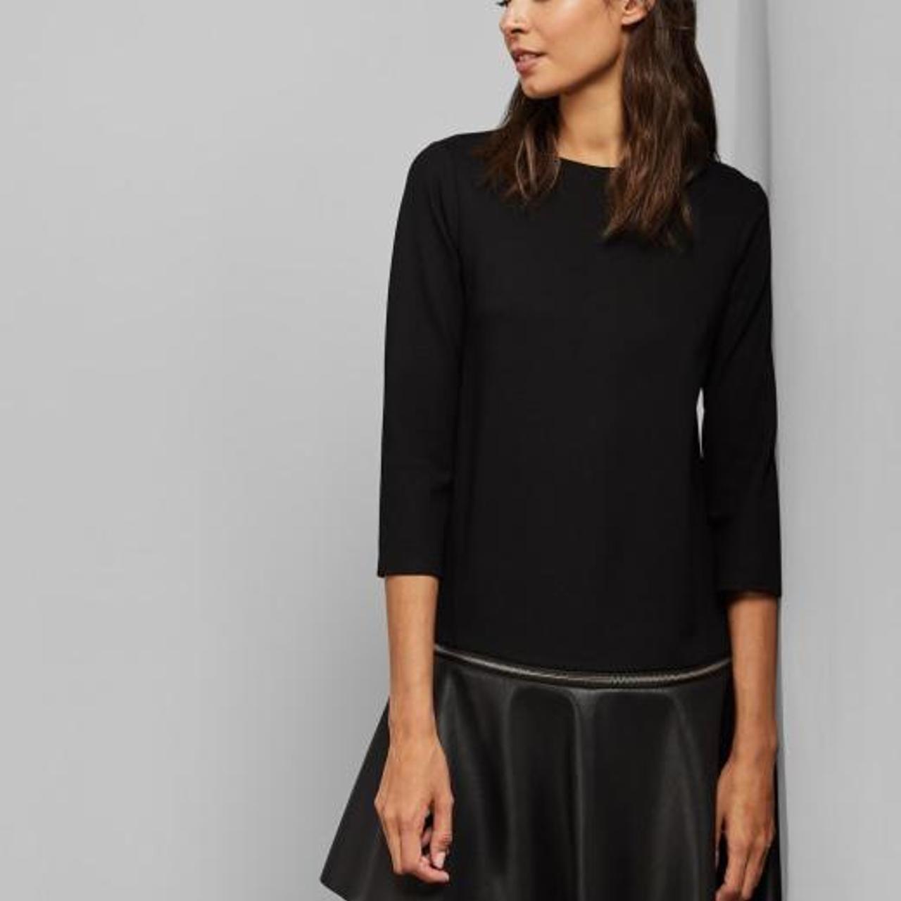 olyie leather and zip detail dress
