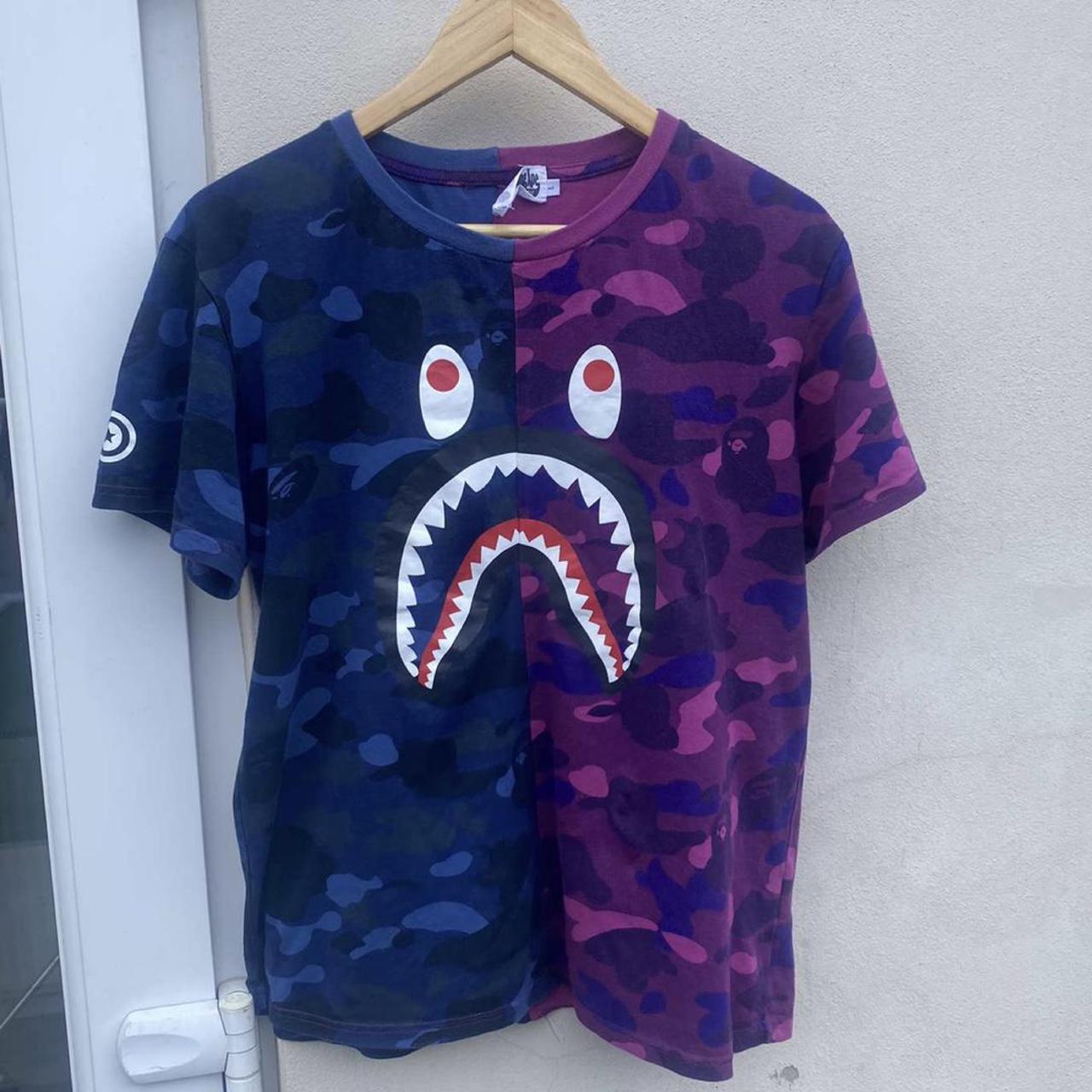 100% authentic Men’s blue and purple bape shirt,... - Depop