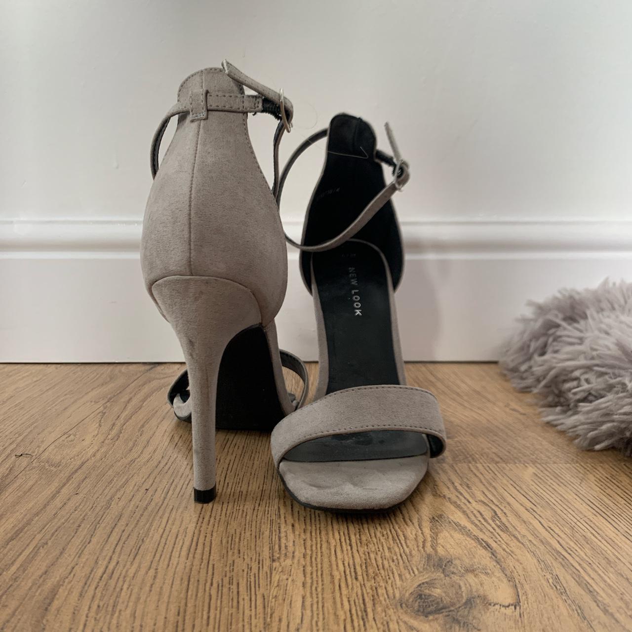 Grey suede sale ankle strap heels