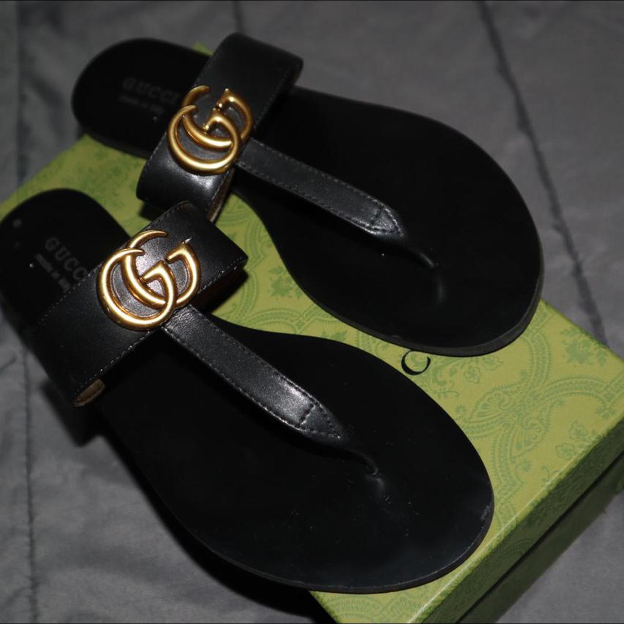 Gucci Double G Marmont Thong Sandals | Neiman Marcus