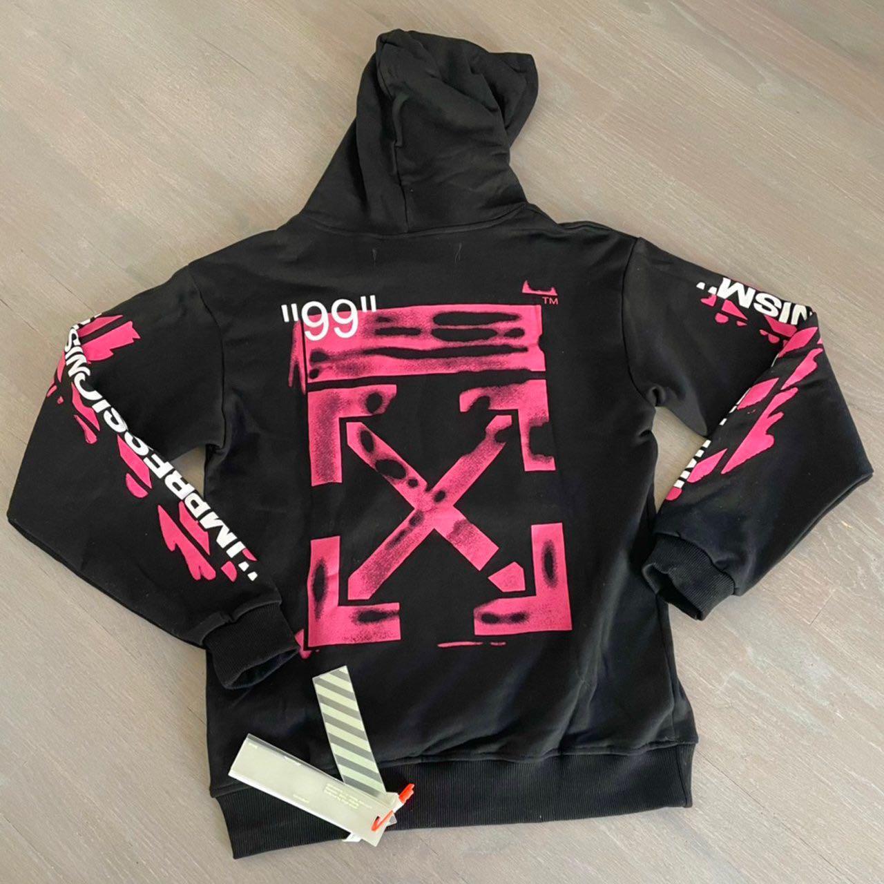 Off white hoodie black clearance pink