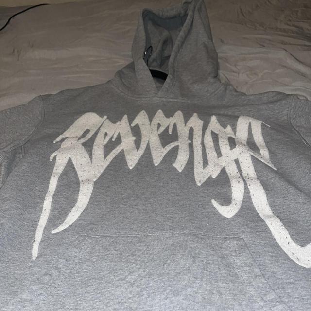 Revenge Grey Chenille Patch Hoodie size Large. 10 10 Depop