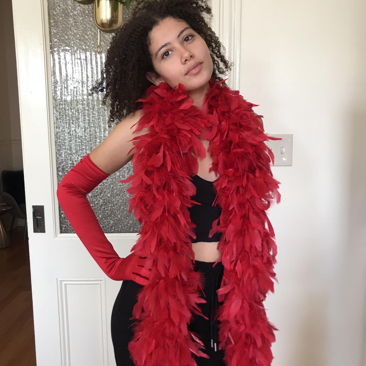 Vintage 80’s Cosplay Feather Boa Glove Set. 78”... Depop