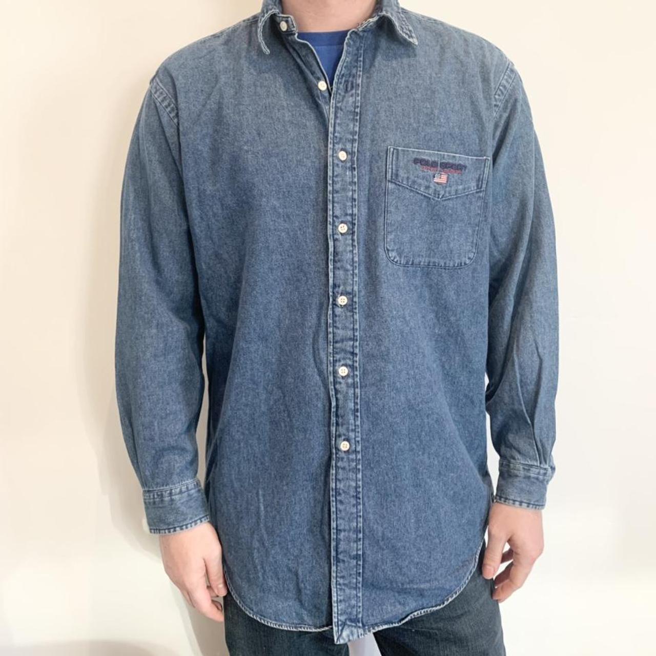 90s Polo Sport denim shirt Size S (fits... Depop