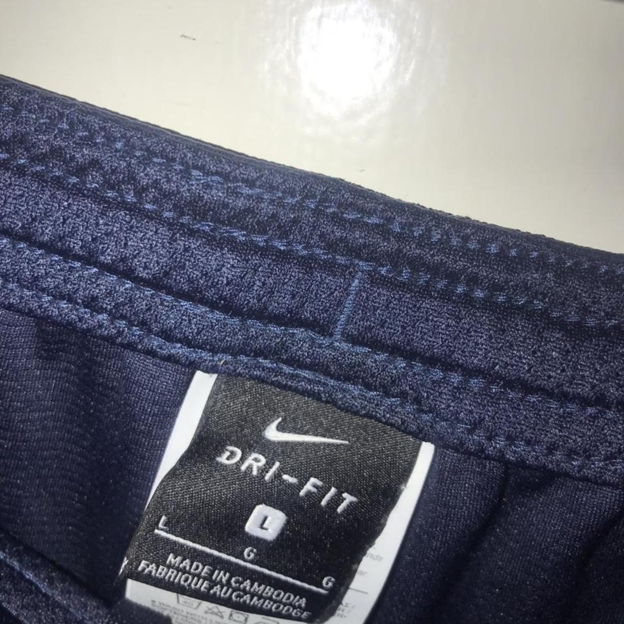 Navy blue Nike academy football shorts with white... - Depop