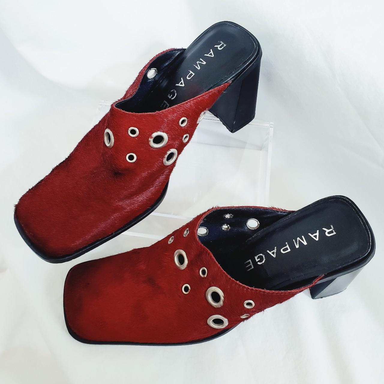 Burgundy Fur High Heel Mule Shoes Rampage - Main Image