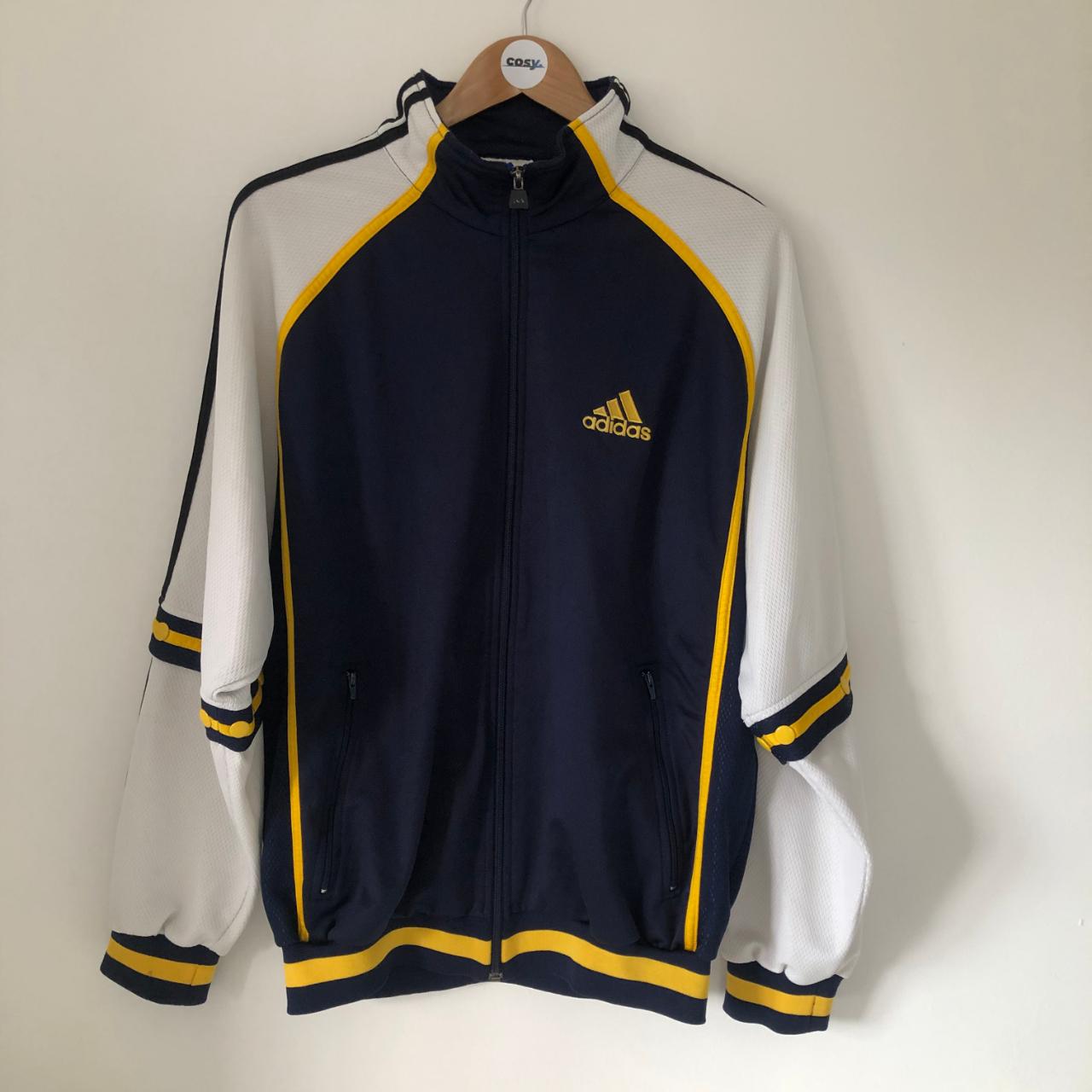 Adidas Men's Blue and White Jacket | Depop