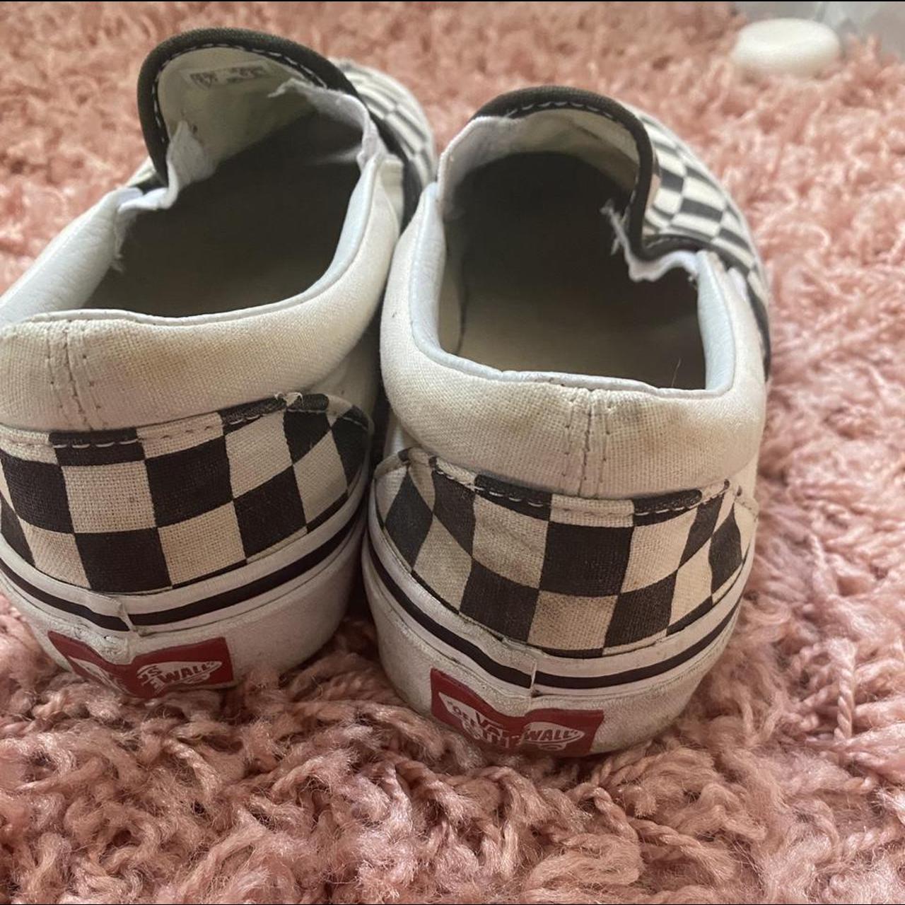 Checkerboard vans A hole in the right shoe And... - Depop