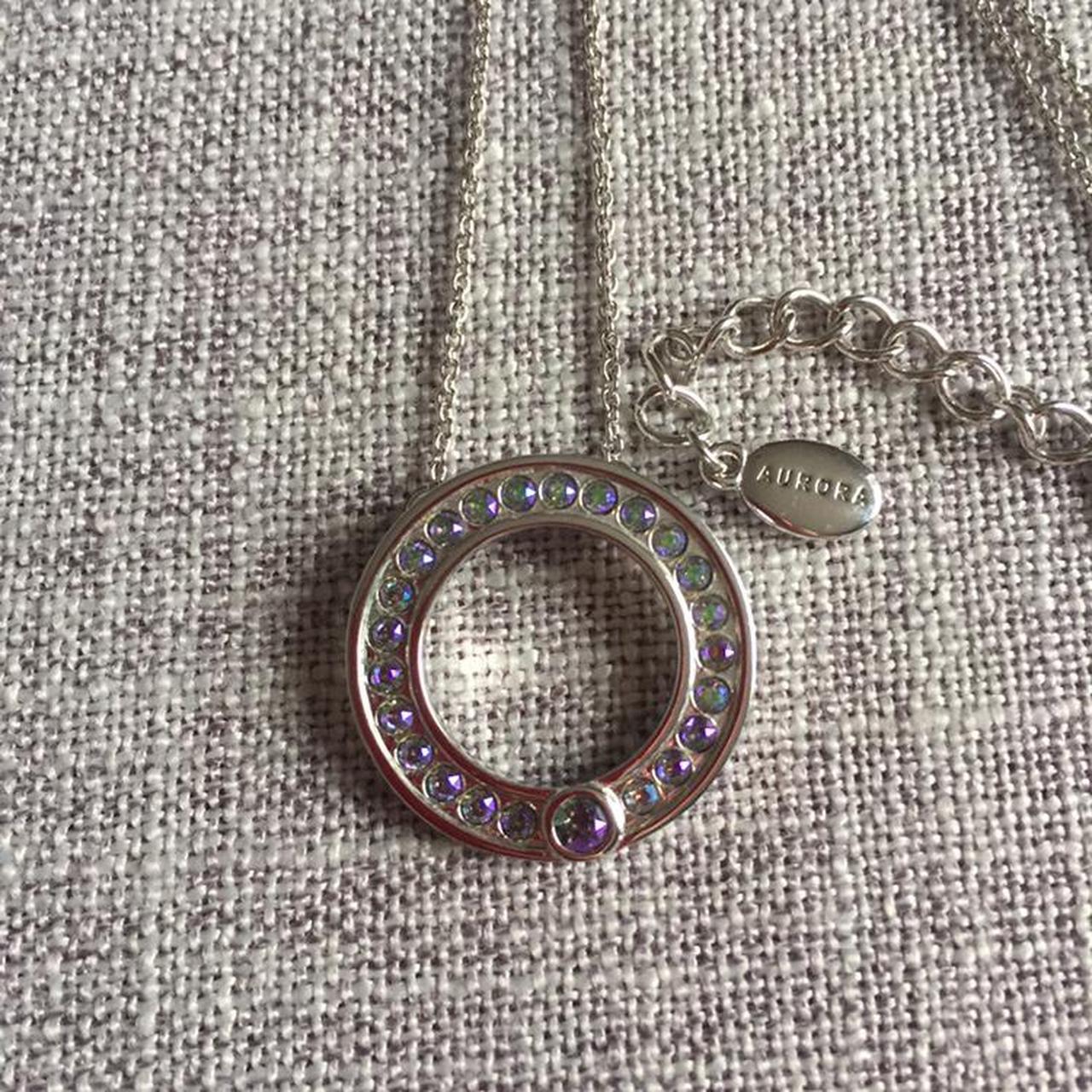Vintage Aurora silver necklace Circle diamanté... - Depop