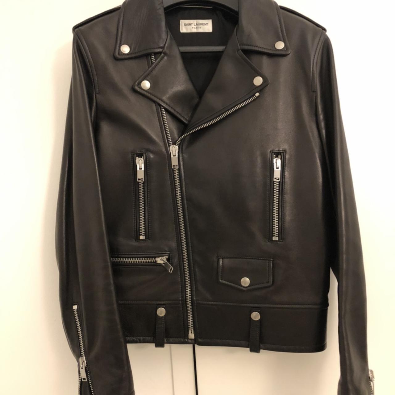 SAINT LAURENT L01 CLASSIC BLACK LEATHER JACKET (Hedi... - Depop