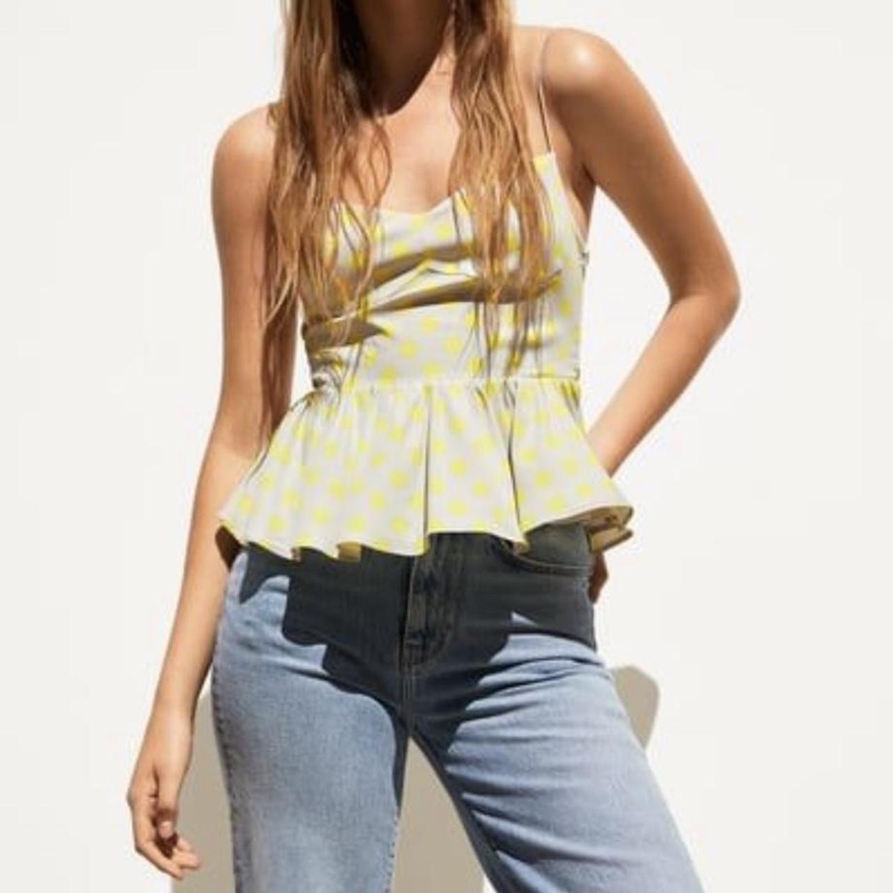 zara yellow polka dot top