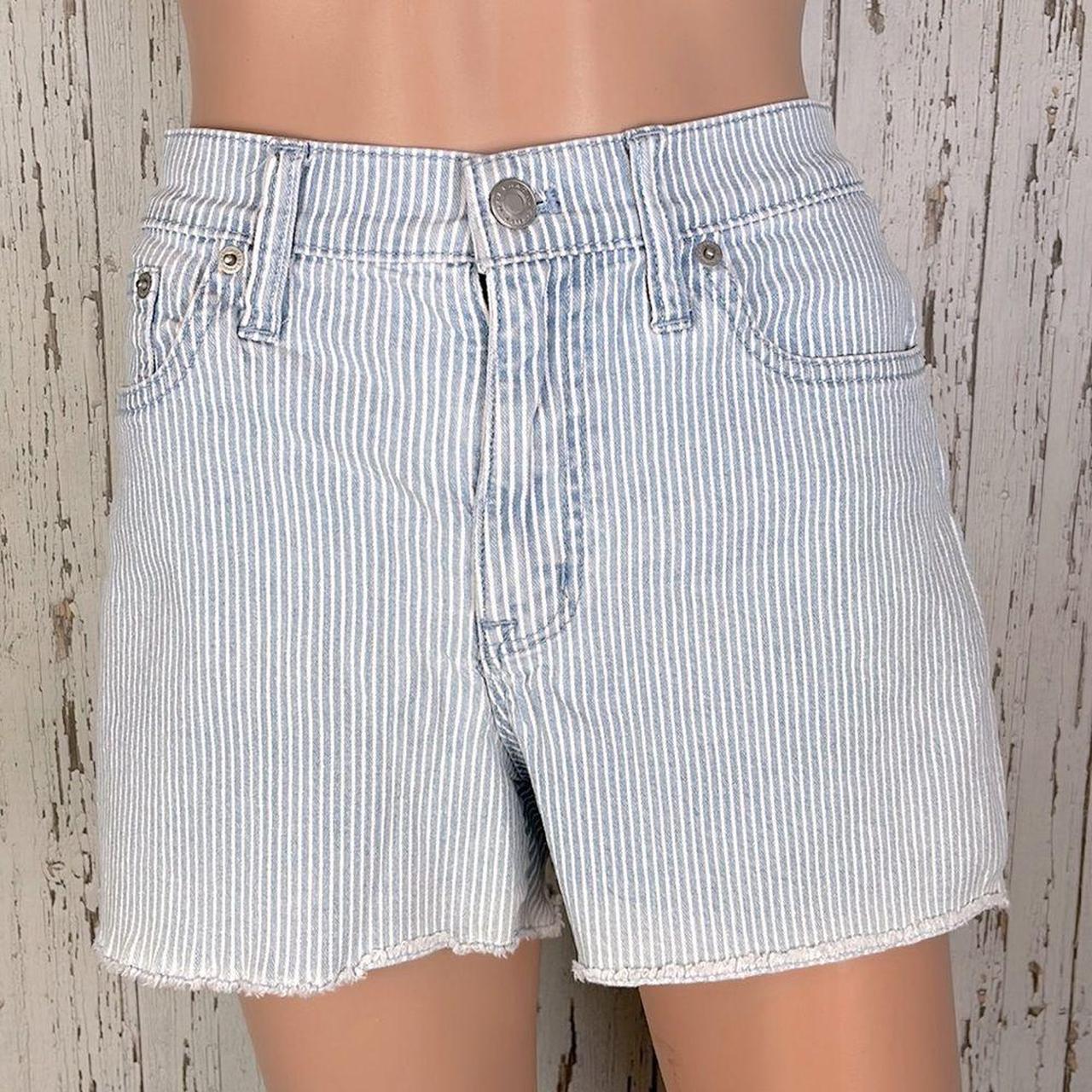 J Crew Womens Blue And White Shorts Depop