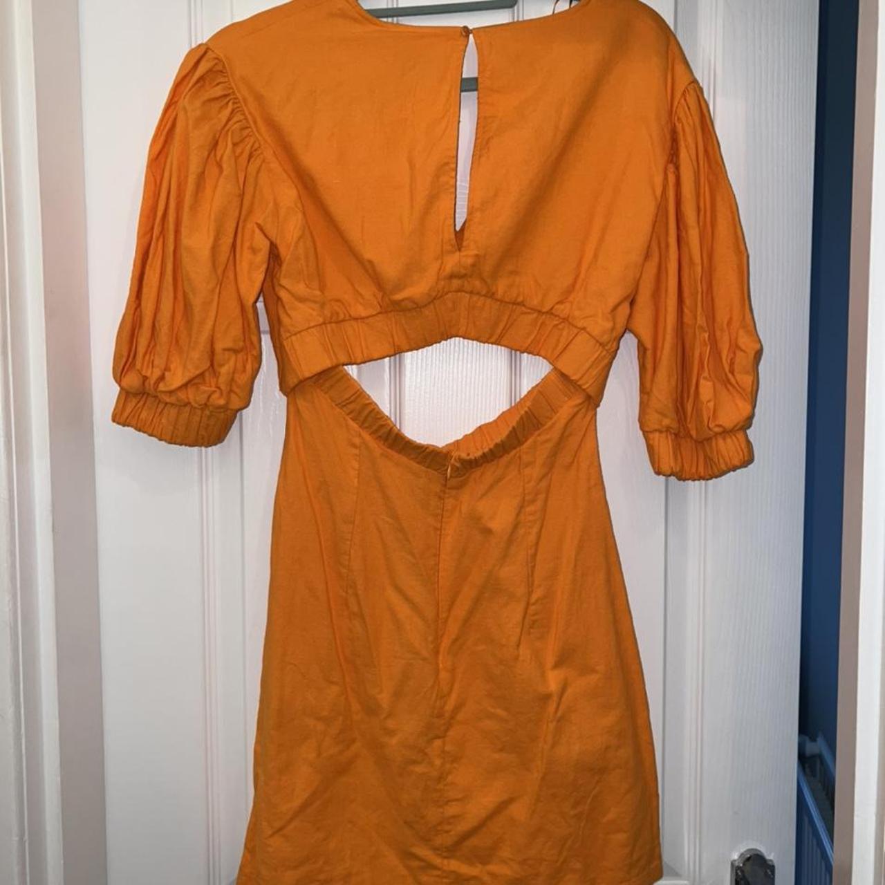 Bershka orange mini dress Worn once Size M - Depop