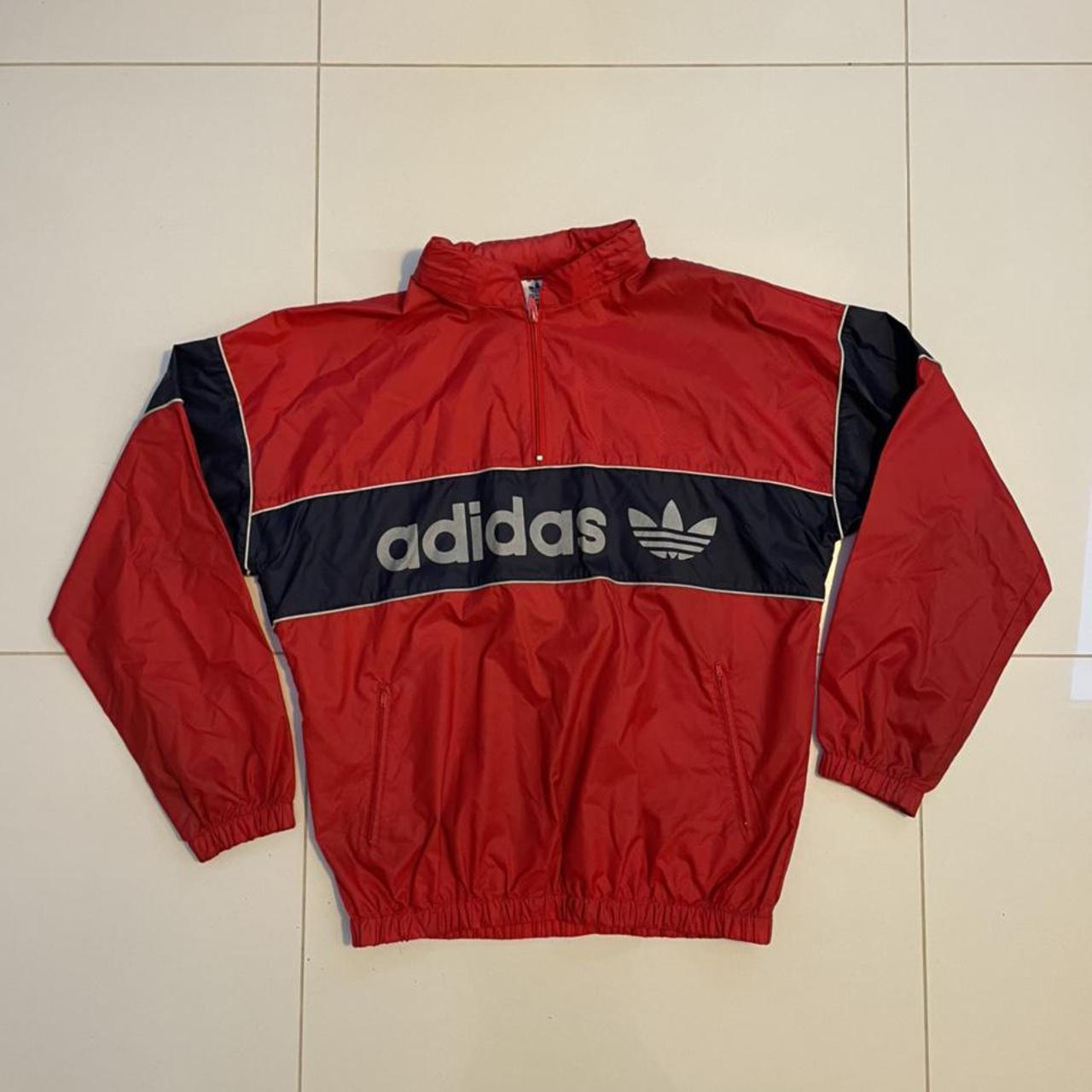 Adidas Men's Red and Navy Jacket | Depop