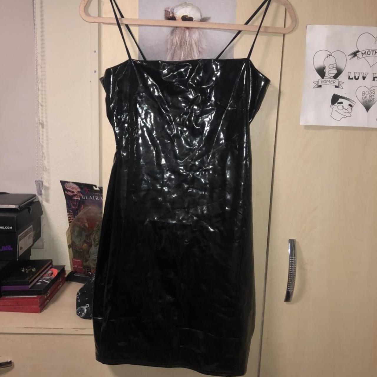 Black PVC / latex / wet look / vinyl skin tight mini... - Depop