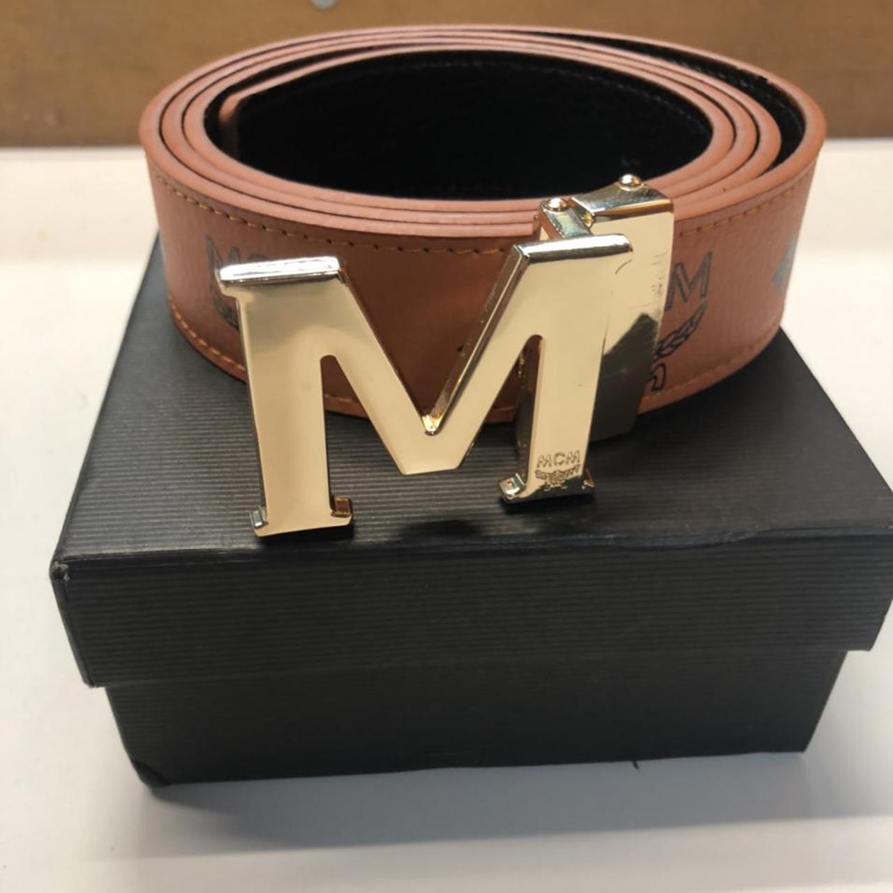 Tan shop mcm belt