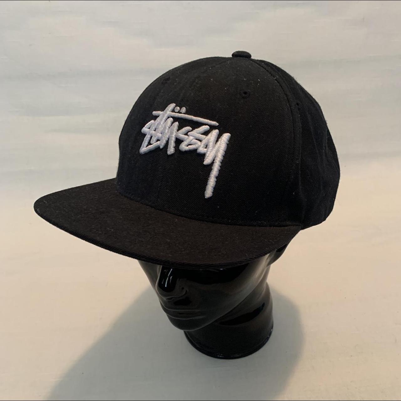 90's Stussy medium structured SnapBack cap. Black | Depop
