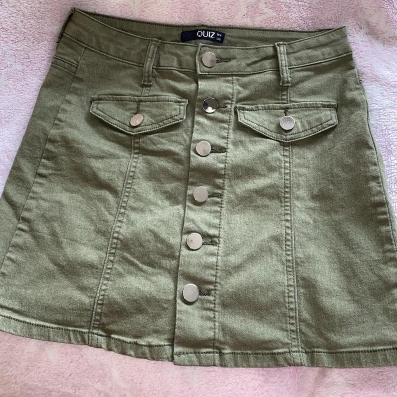 Quiz Khaki green button up mini skirt