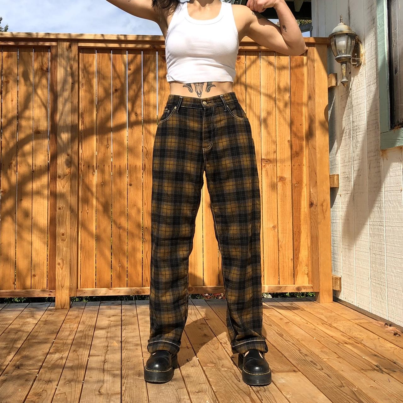 High rise deals plaid pants