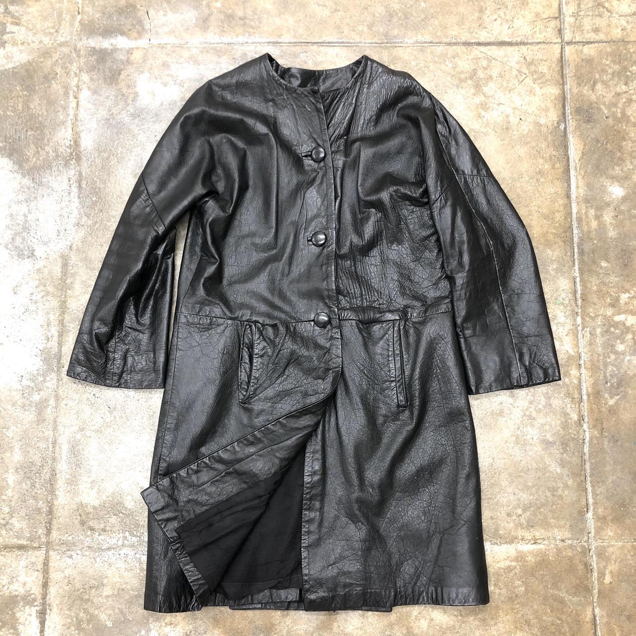 Wilsons Black Leather Jacket Duster Coat Buttons... - Depop