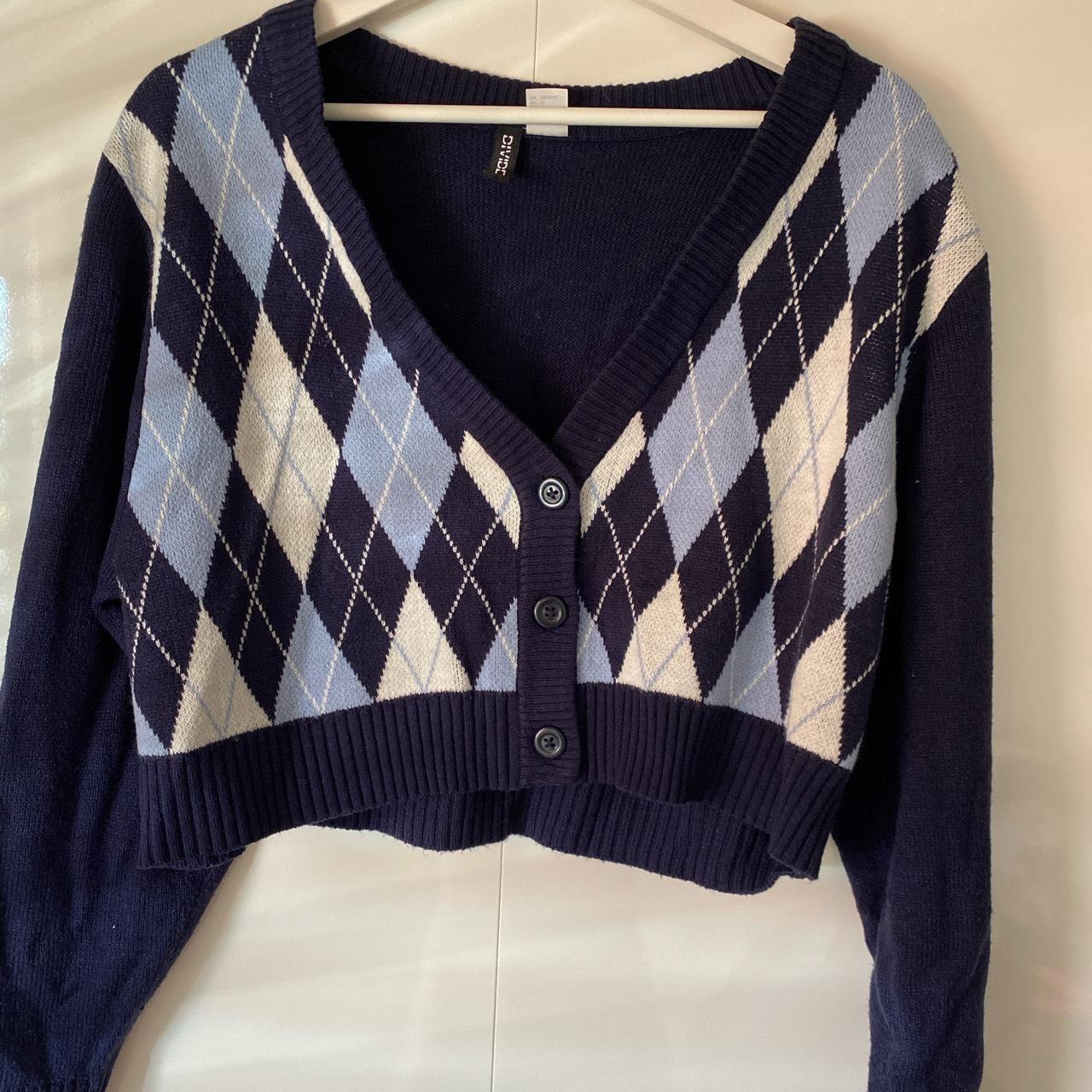 H&M Women's Navy and Blue Cardigan | Depop