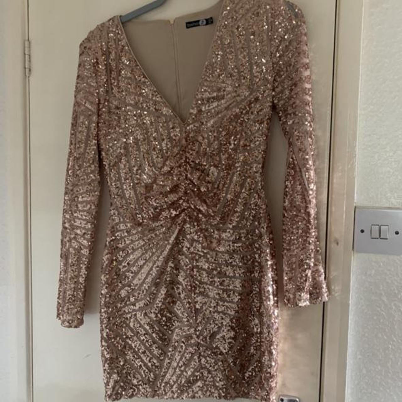 Booboo Gold glittered dress worn twice. - Depop