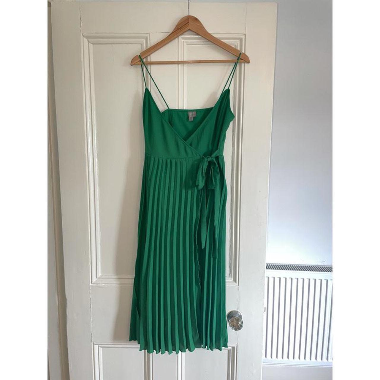 Asos green pleated midi dress. Worn once to a... - Depop