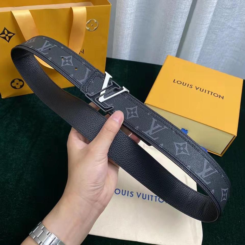 Matte Black Louis Vuitton Belt 42cm Thick Leather - Depop
