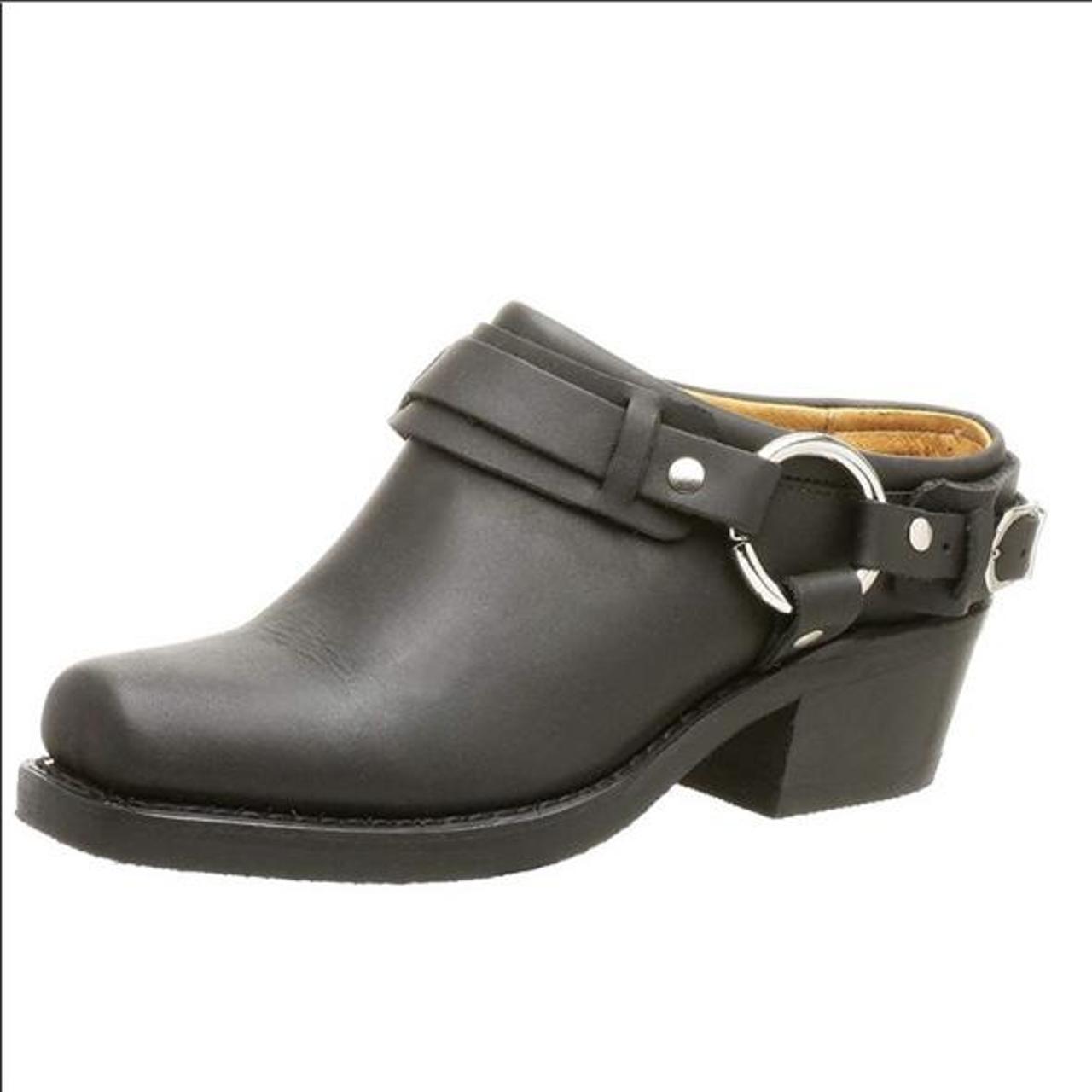 Black 100% Leather Frye harness clog. Great | Depop
