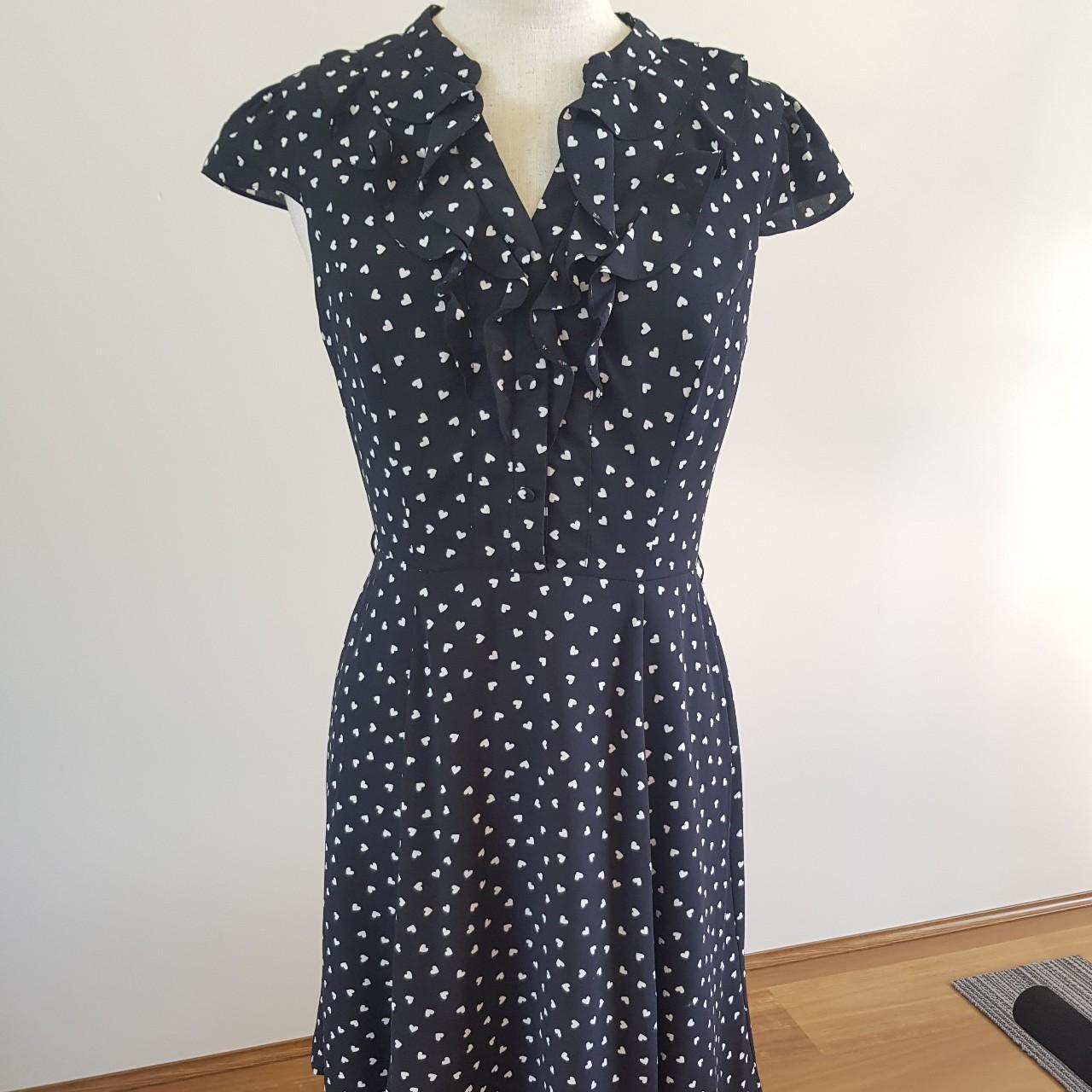 Review dress Black with white hearts - Depop