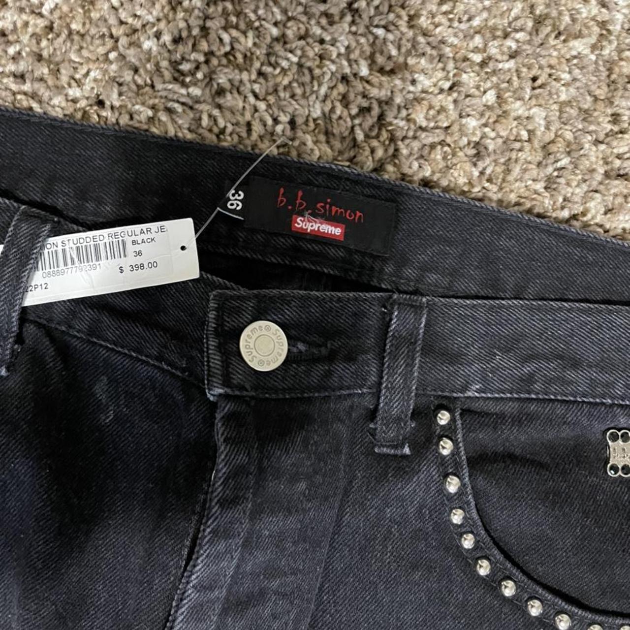 Supreme B.B. Simon Studded Regular Jean Worn once,... - Depop