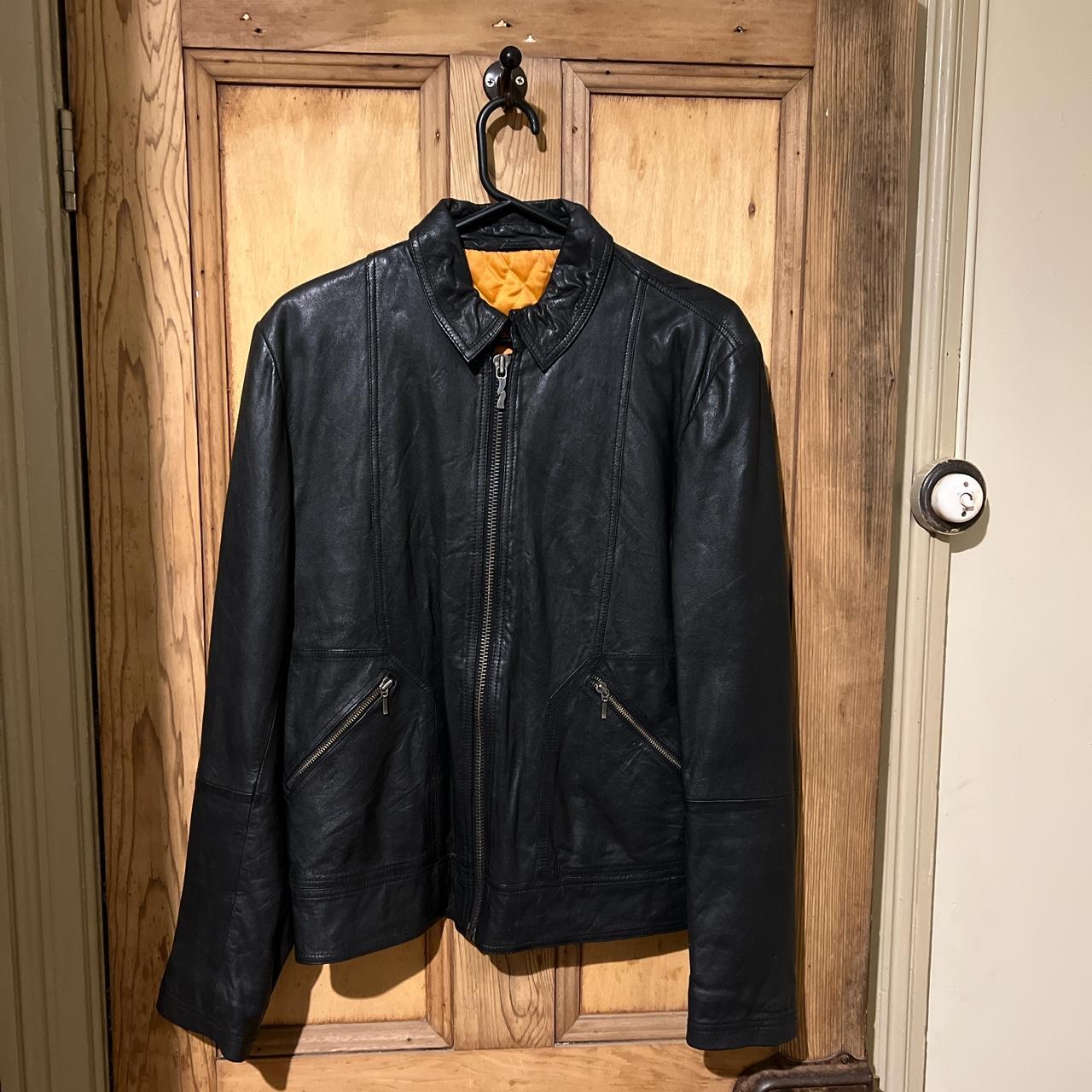 Black leather jacket crafted in goat leather. It's... - Depop