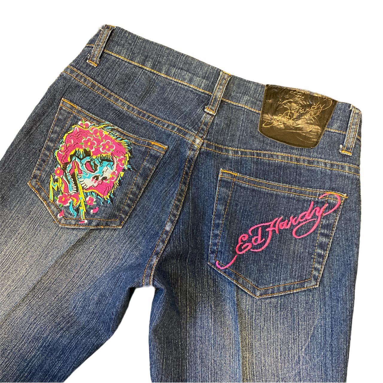 Don Ed Hardy low-rise flare bootcut denim jeans... - Depop
