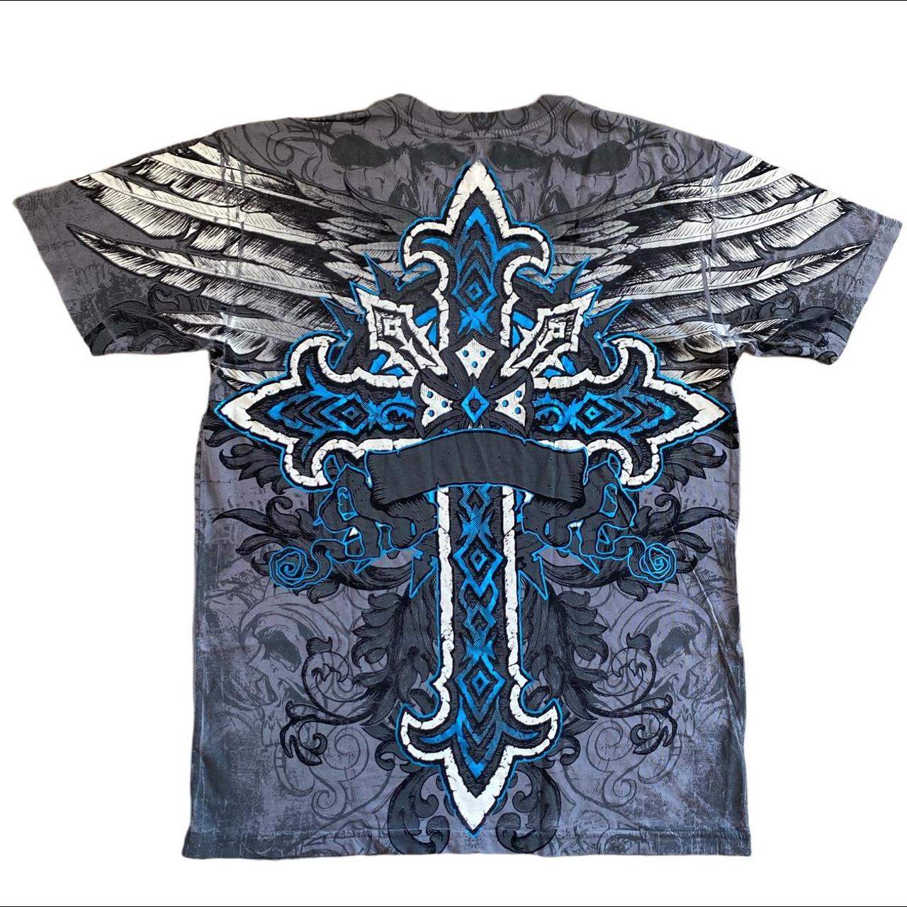 Affliction Archaic Cross & Wings Tee Shirt New... - Depop
